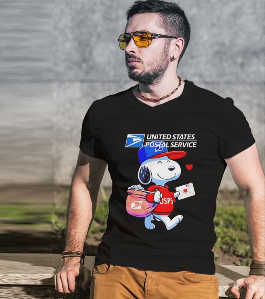 Snoopy USPS Mail Carrier United States Postal Service Official Collaboration T-Shirt
