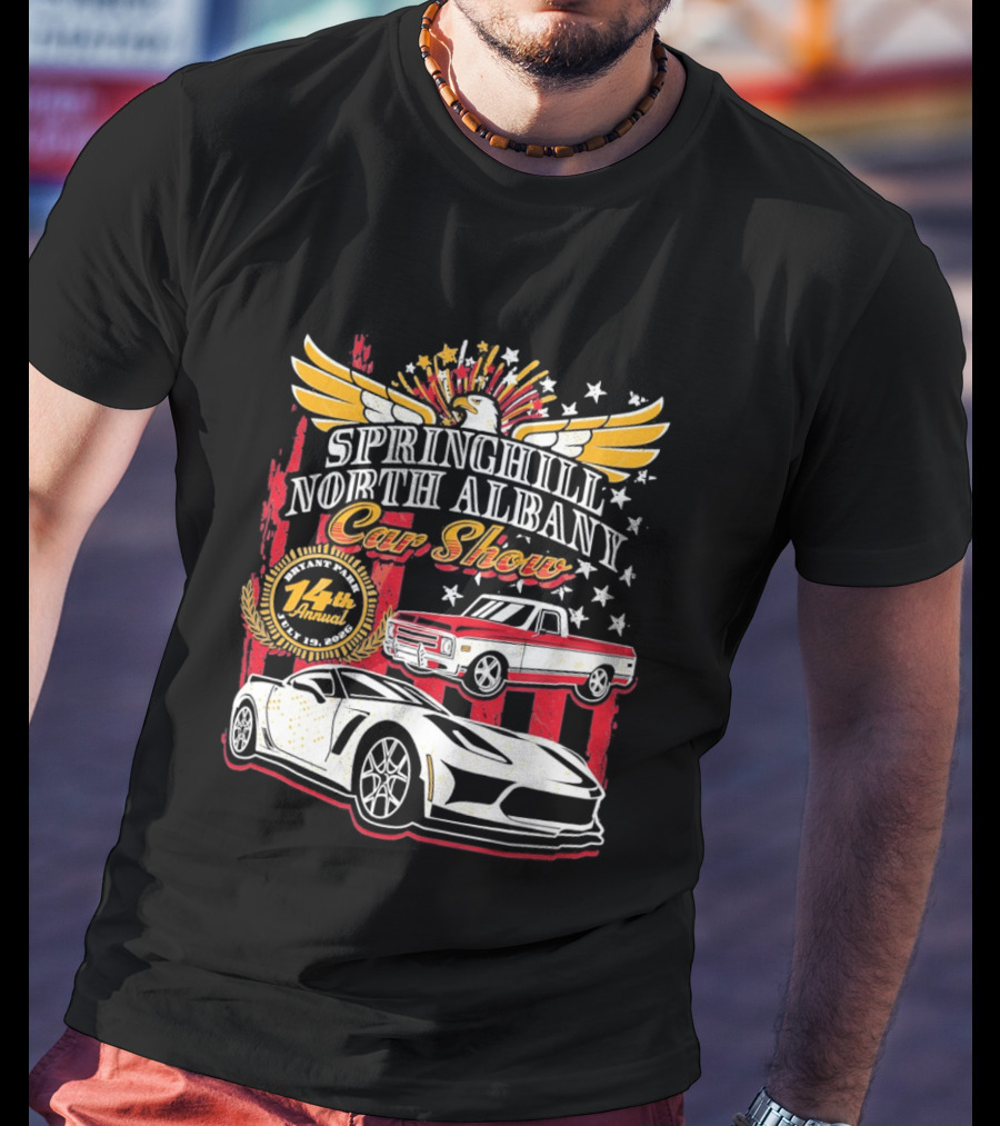 Springhill North Albany Car Show Vintage Truck And Sports Car Stars Wings T-Shirt