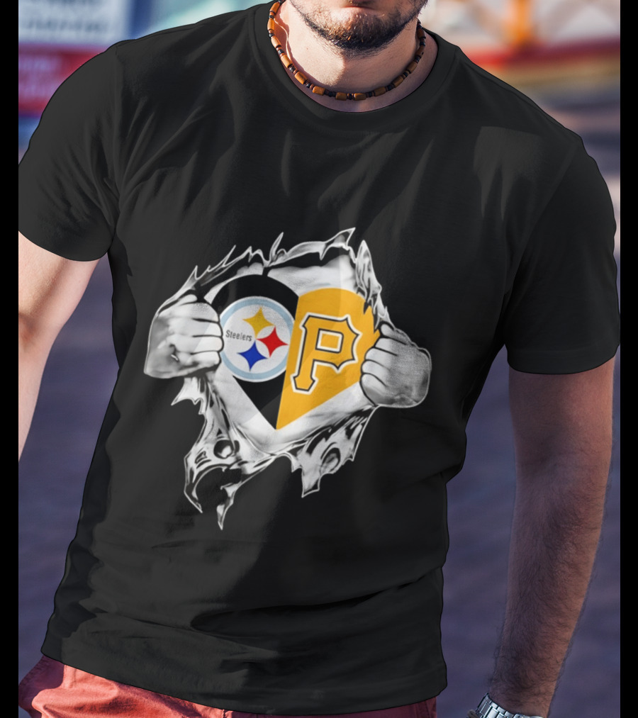 Steelers Pirates Heart Pittsburgh NFL MLB Fans T-Shirt