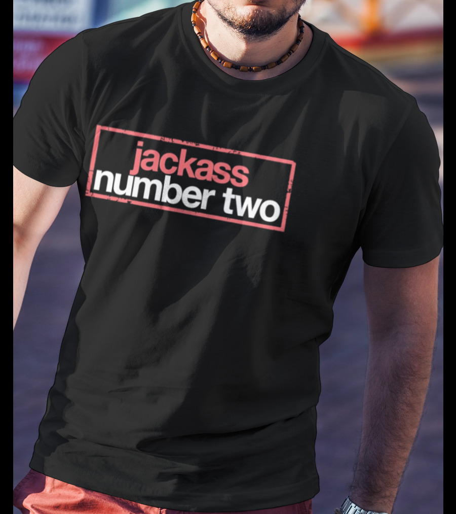Jackass Number Two Red And White Stencil T-Shirt