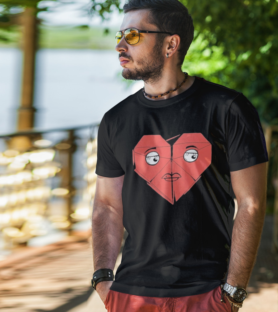 James Marriott Romanticise This Origami Heart Face T-Shirt
