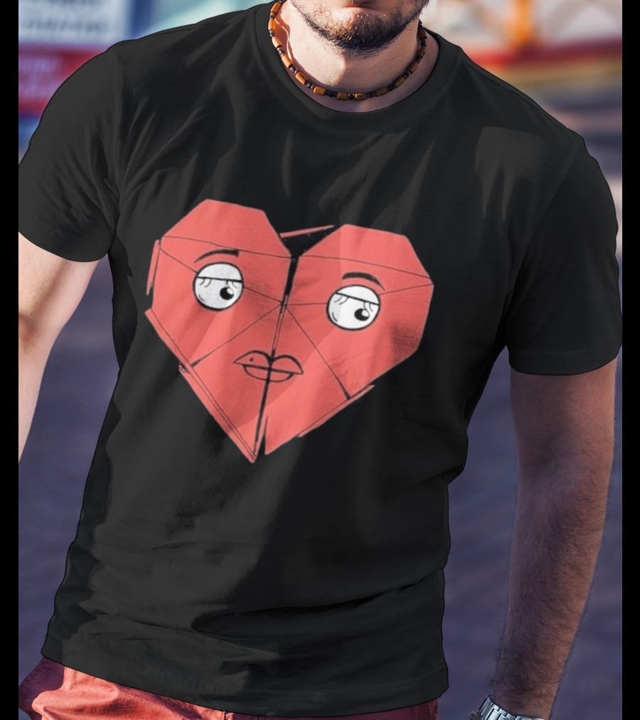 James Marriott Romanticise This Origami Heart Face T-Shirt