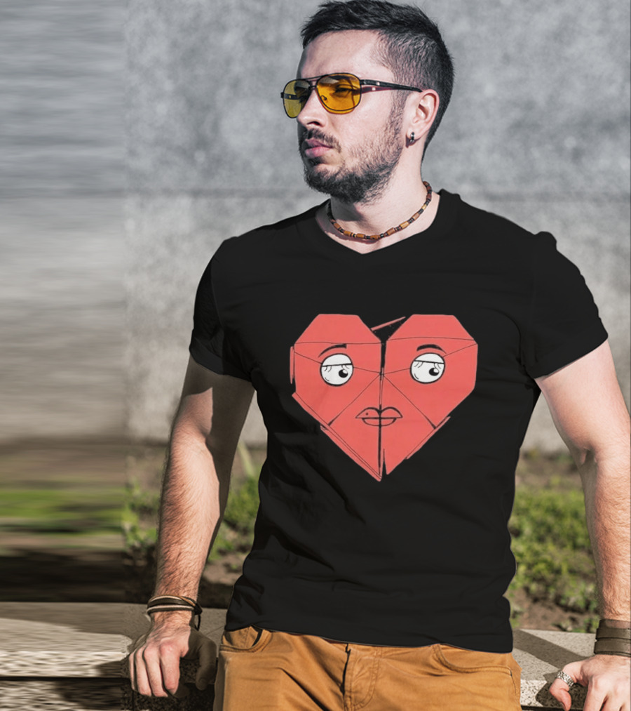James Marriott Romanticise This Origami Heart Face T-Shirt
