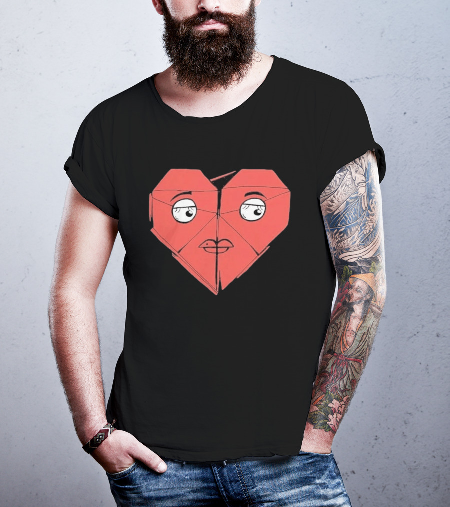 James Marriott Romanticise This Origami Heart Face T-Shirt