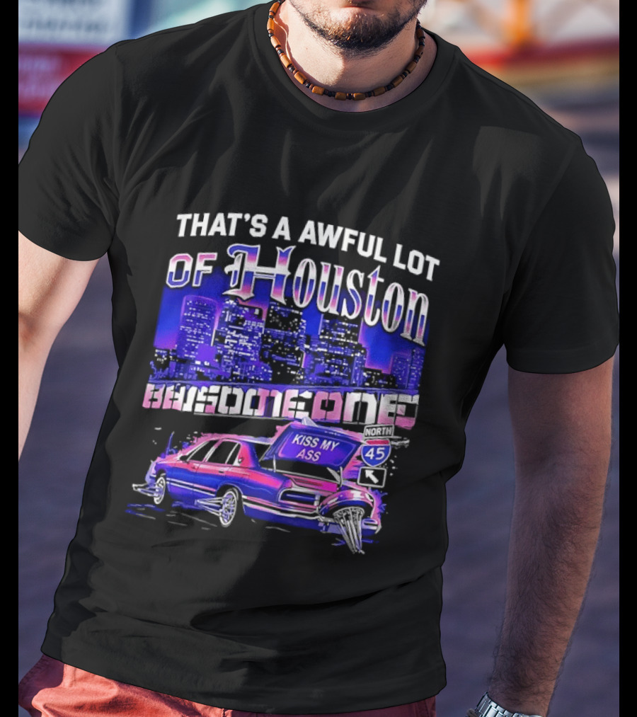 That's A Awful Lot Of Houston Kiss My Ass Lowrider Cityscape T-Shirt