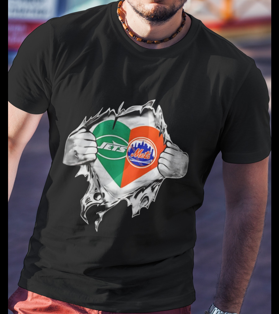 New York Jets Mets Heart Fan MLB Passion T-Shirt