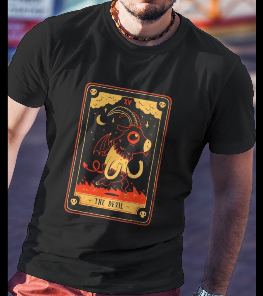 The Devil Tarot Card XV Occult Goat Satanic Gothic Baphomet T-Shirt