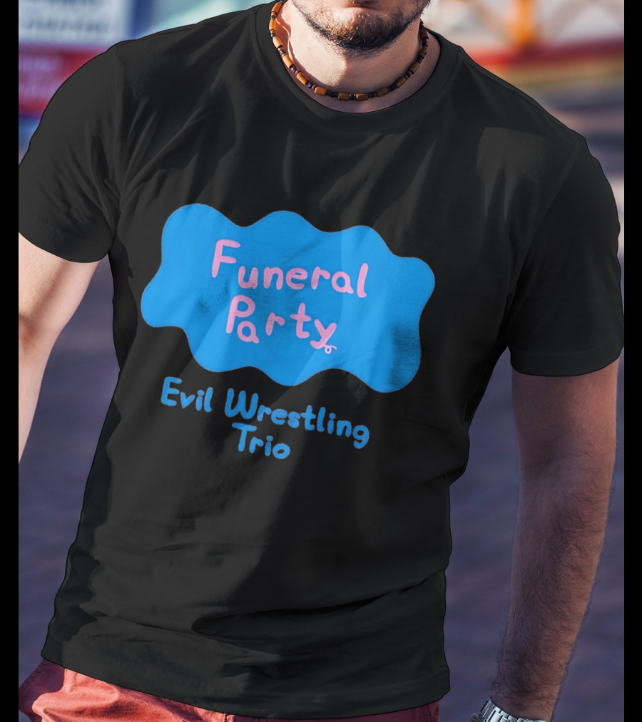 Funeral Party Evil Wrestling Trio Retro Blue Pink T-Shirt