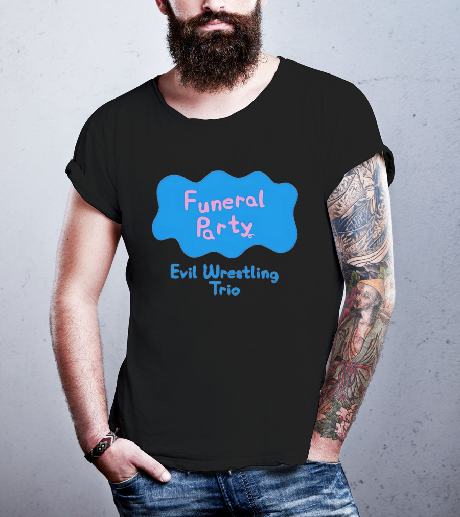 Funeral Party Evil Wrestling Trio Retro Blue Pink T-Shirt