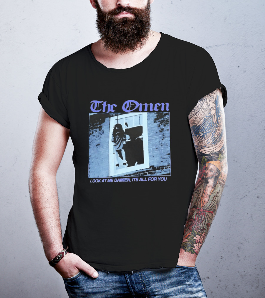 The Omen Look At Me Damien It's All For You Classic Horror Scene T-Shirt
