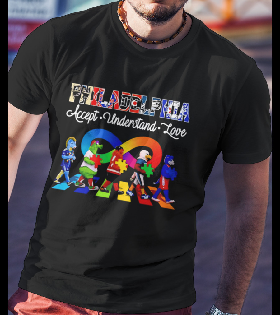 Philadelphia Mascots Autism Awareness Accept Understand Love T-Shirt