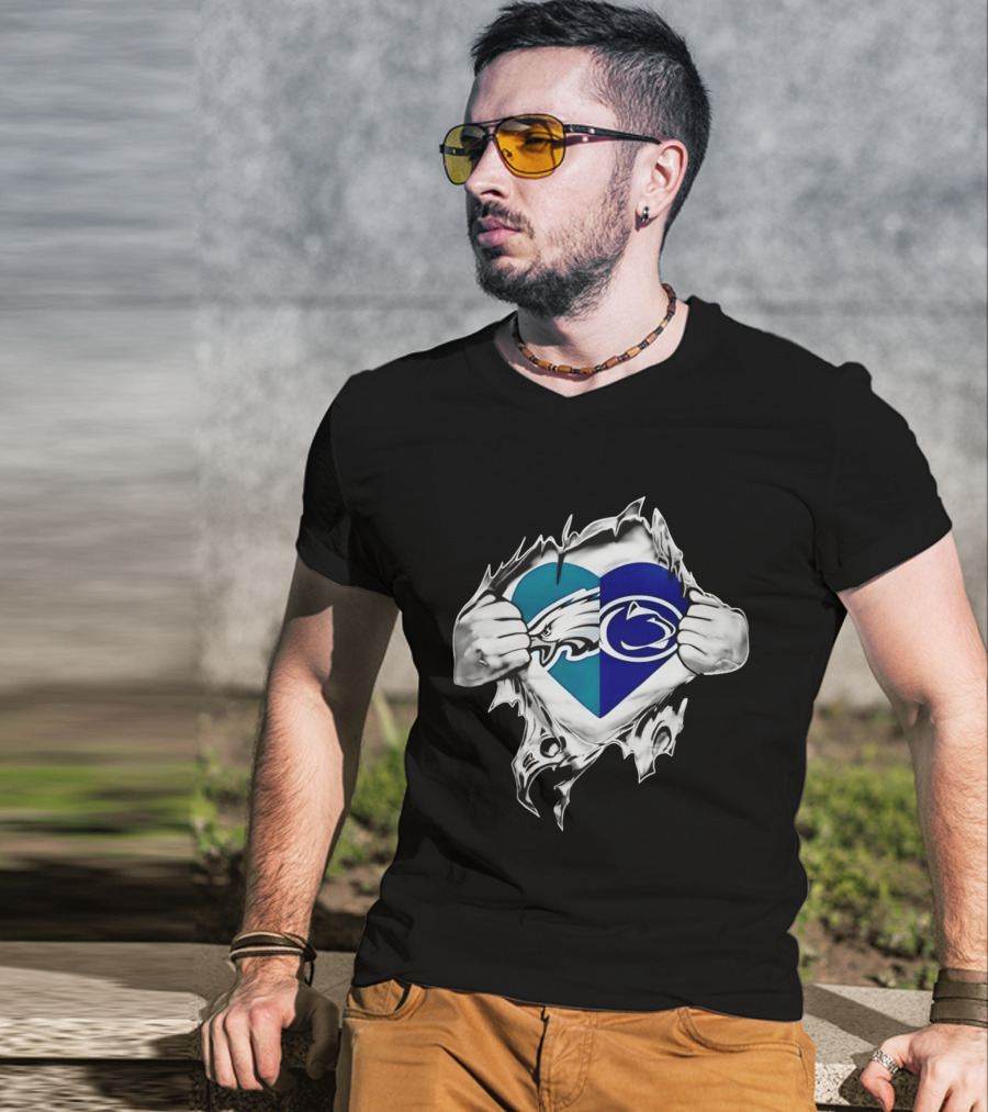 Philadelphia Eagles Penn State Nittany Lions Heart T-Shirt