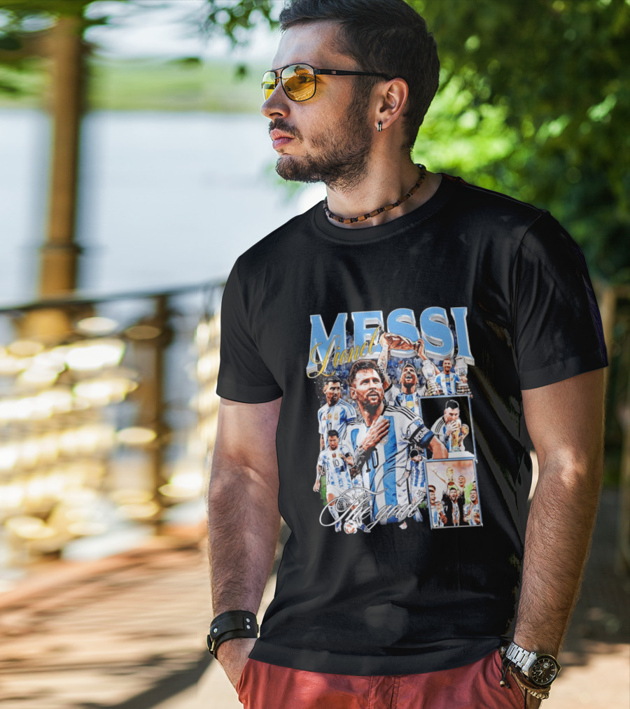 Lionel Messi The Goat Argentina National Football Team Celebration T-Shirt