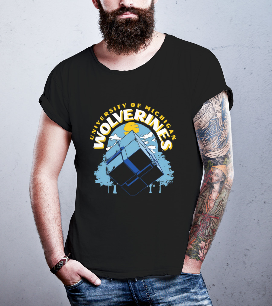 University Of Michigan Wolverines Rubik's Cube Puzzle Logic Theory T-Shirt