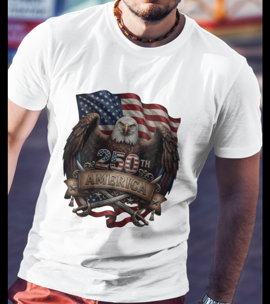 Patriotic Bald Eagle USA Flag America 250th Anniversary T-Shirt