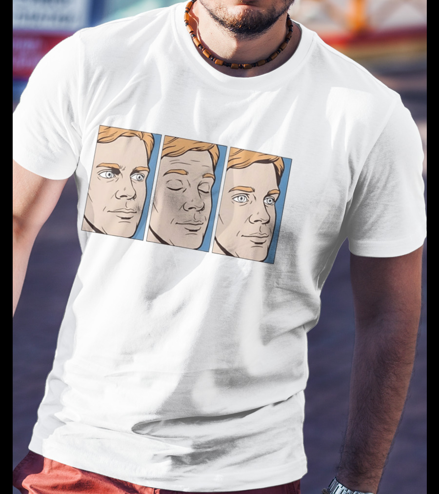 Blinking White Guy Meme Reaction Face Comic Triptych T-Shirt