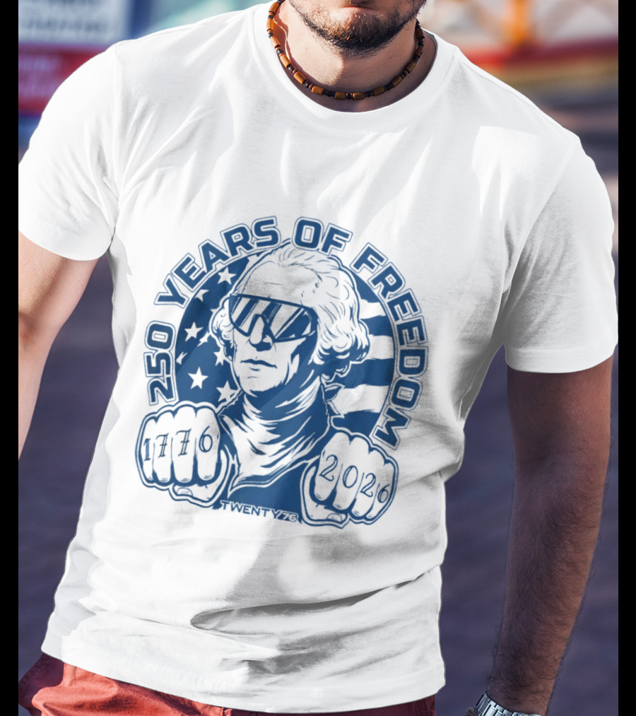 George Washington 250 Years Of Freedom 1776 2026 USA Stars And Stripes T-Shirt