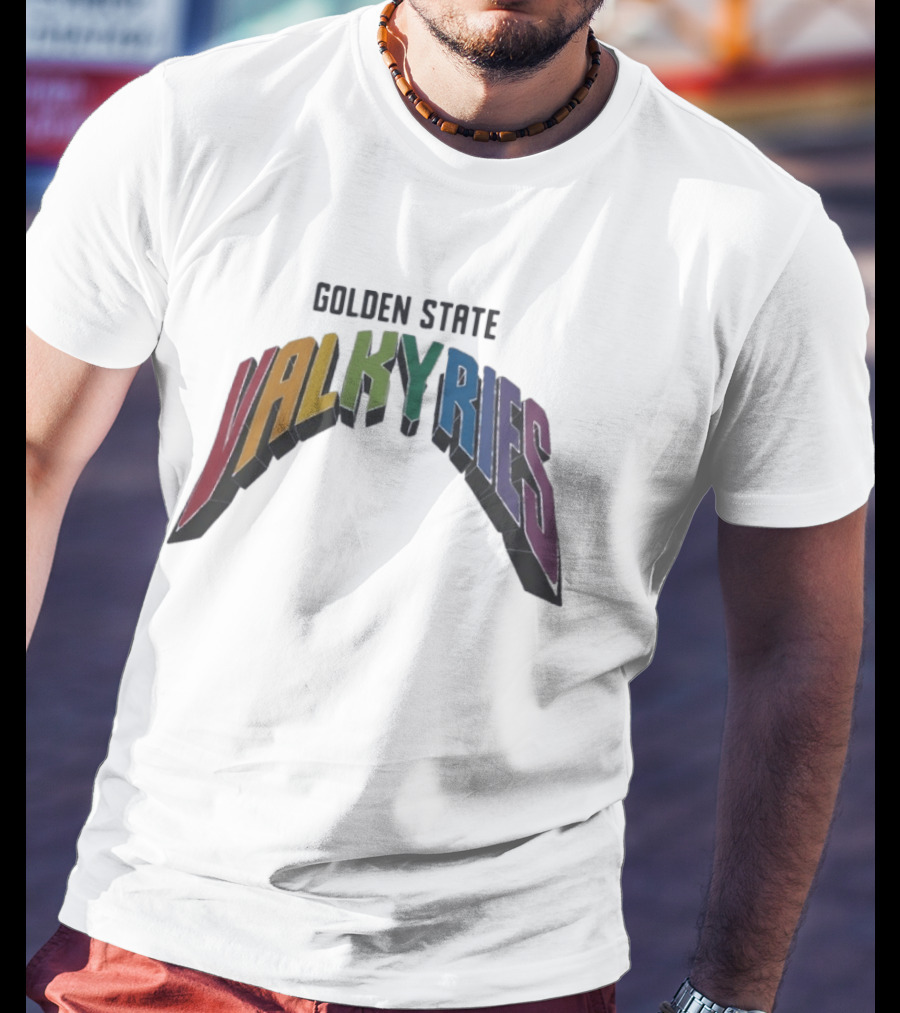 Golden State Valkyries Rainbow Multicolor Curved T-Shirt