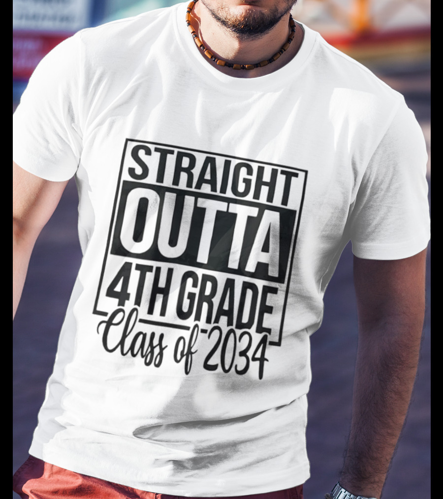Straight Outta 4th Grade Class Of 2034 Graduation Celebration T-Shirt