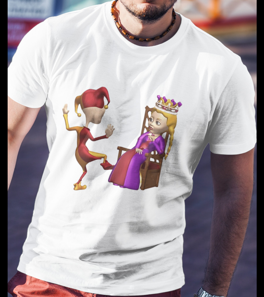 Jester Queen Medieval Royalty Scene With Court Entertainer And Regal Throne T-Shirt