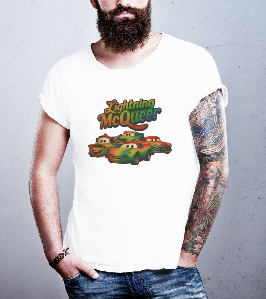 Lightning McQueer Pride Cars Movie Characters Rainbow T-Shirt