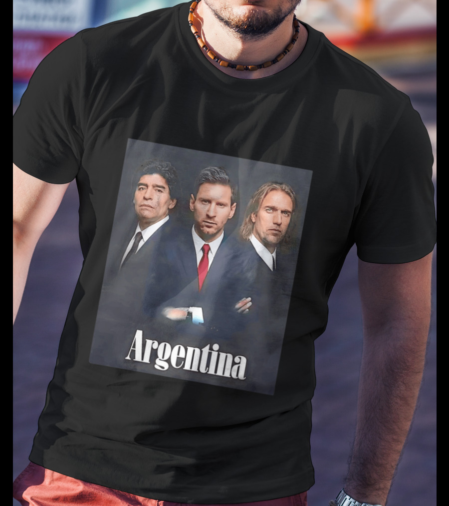 Argentina Legends Diego Maradona Lionel Messi Mario Kempes T-Shirt