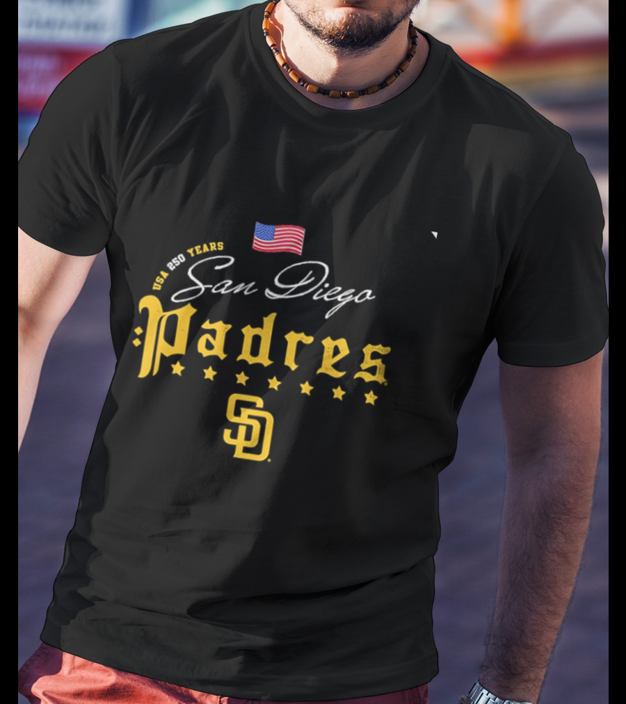 San Diego Padres USA 250 Years 4th Of July Celebration Stars And Stripes Edition T-Shirt