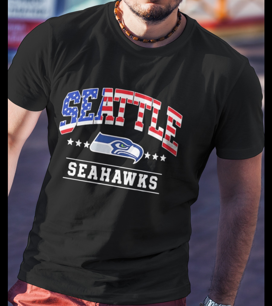 Seattle Seahawks 1776 2026 250 Years 4th Of July American Flag Stars USA T-Shirt