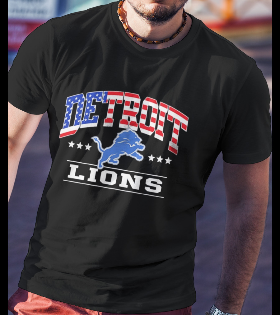 Detroit Lions 1776 2026 250 Years 4th Of July American Flag NFL Team Stars And Stripes T-Shirt