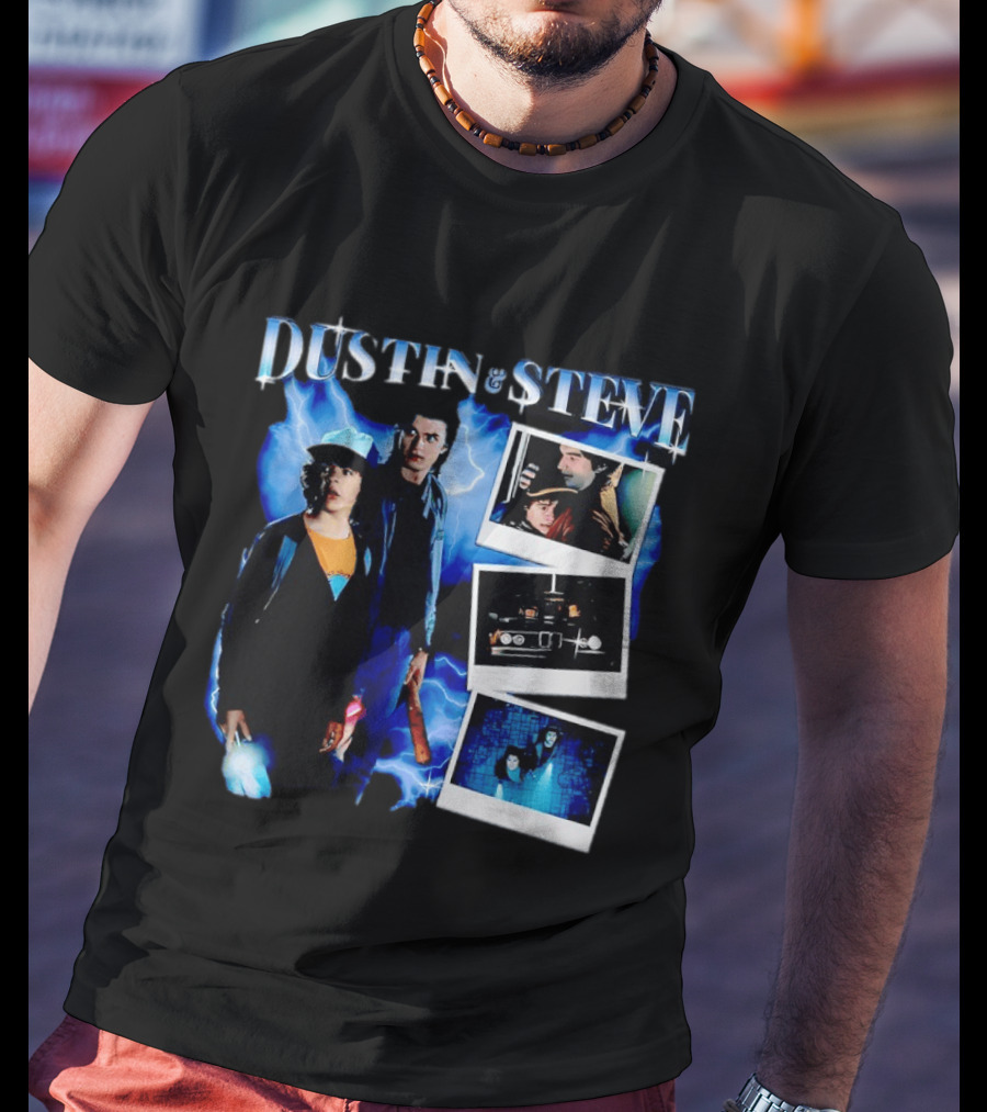 Dustin Steve Polaroid Photos Lightning T-Shirt