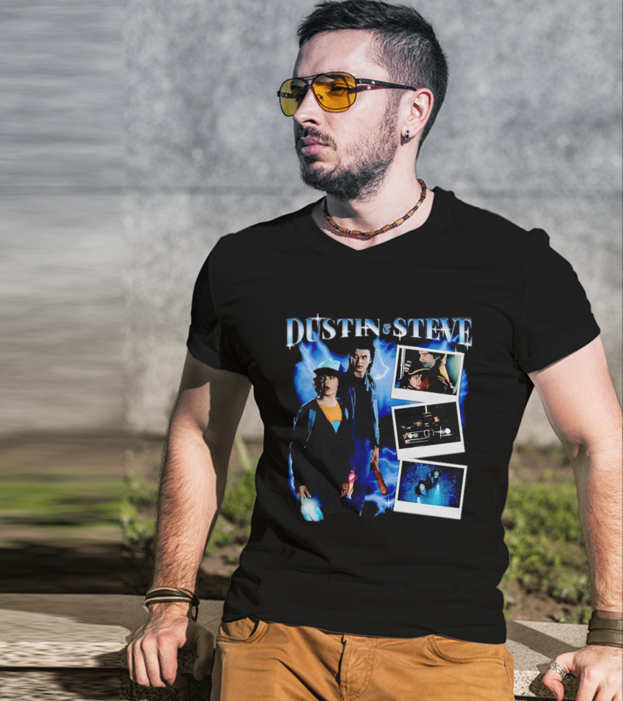Dustin Steve Polaroid Photos Lightning T-Shirt
