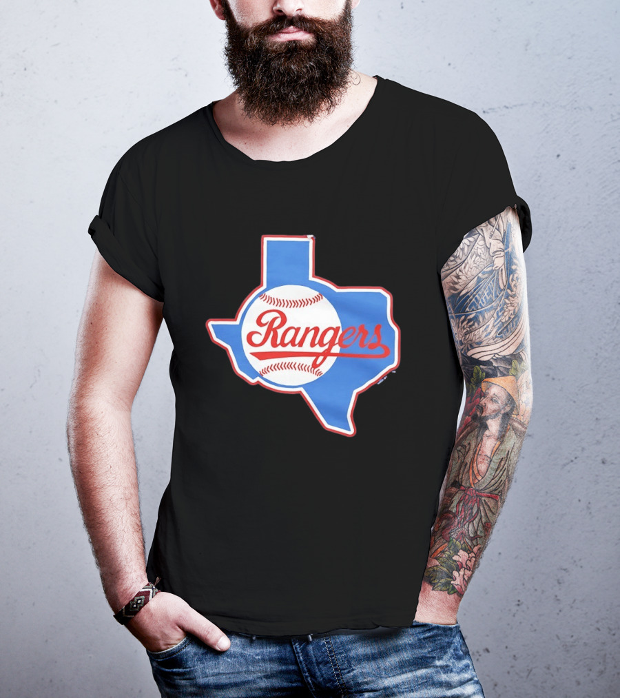 Texas Rangers Baseball Cursive Script Texas State T-Shirt