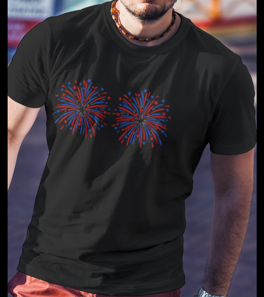 Fireworks Red Blue Burst Festival Celebration T-Shirt