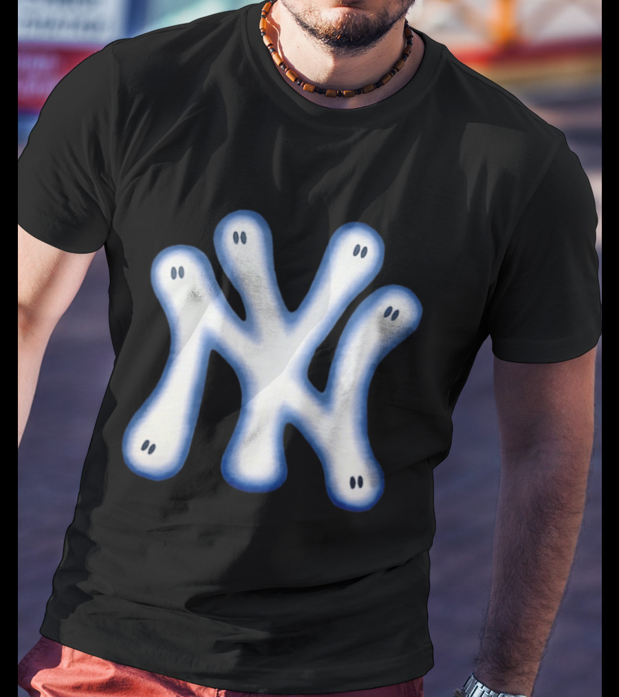 New York Yankees Ghostly Logo With Spooky Eyes T-Shirt