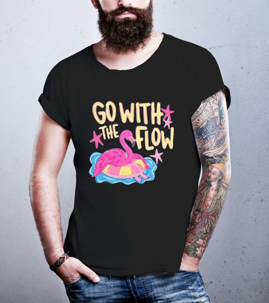 Go With The Flow Flamingo Summer Tropical Vibes T-Shirt