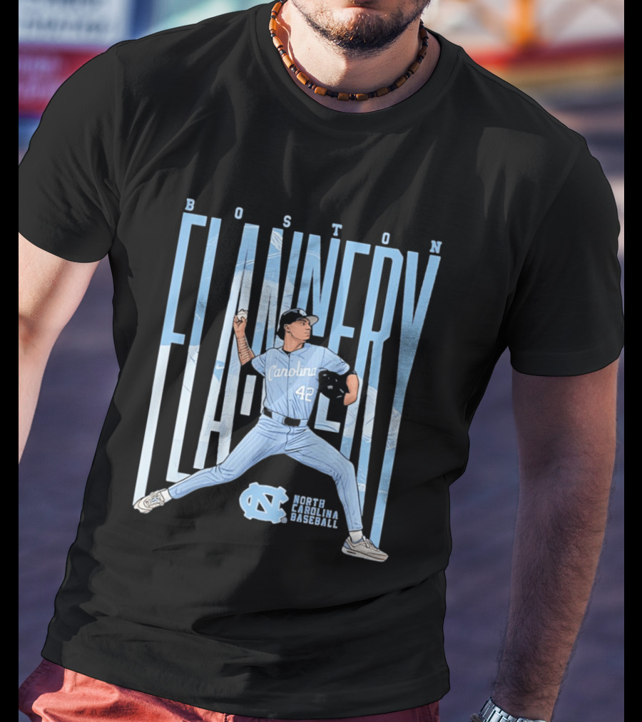 Boston Flannery North Carolina Tar Heels Baseball Carolina 42 T-Shirt