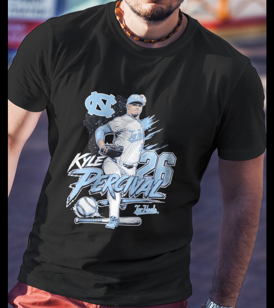 North Carolina Tar Heels Kyle Percival 26 Baseball Pitcher T-Shirt