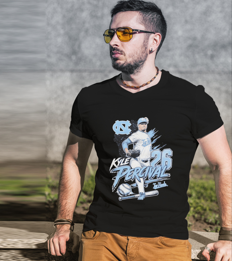 North Carolina Tar Heels Kyle Percival 26 Baseball Pitcher T-Shirt