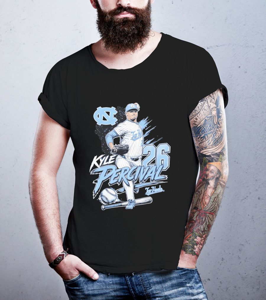 North Carolina Tar Heels Kyle Percival 26 Baseball Pitcher T-Shirt