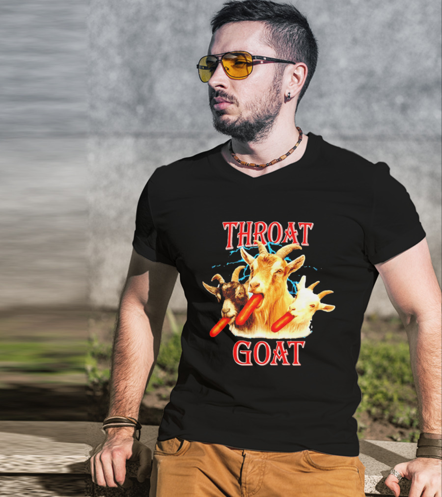 Throat Goat Hot Dog Eating Goats Meme Humor T-Shirt