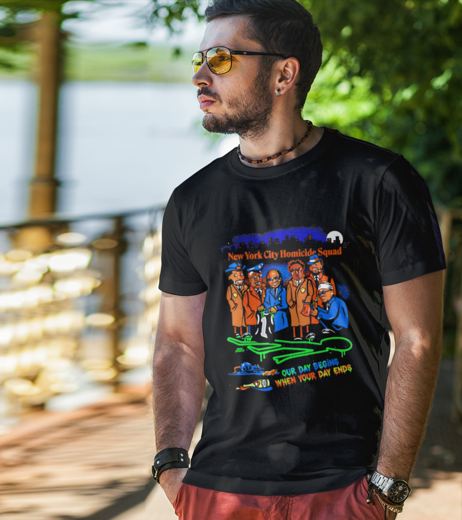 NY City Homicide Squad 2026 Champs Our Day Begins When Your Day Ends Crime Scene Investigation T-Shirt