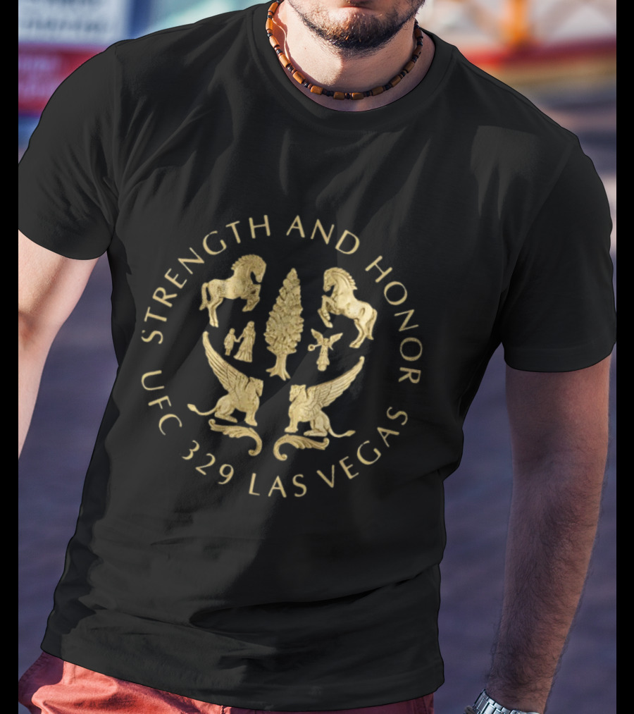 UFC 329 Las Vegas Strength And Honor Gladiator Symbolism T-Shirt