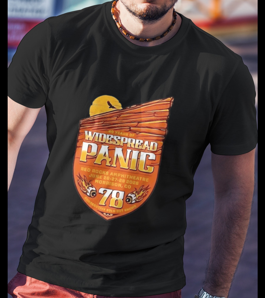 40 Years Of Widespread Panic Red Rocks Amphitheatre June 26 28 2026 Morrison Colorado 78 Consecutive Sold Out Shows T-Shirt