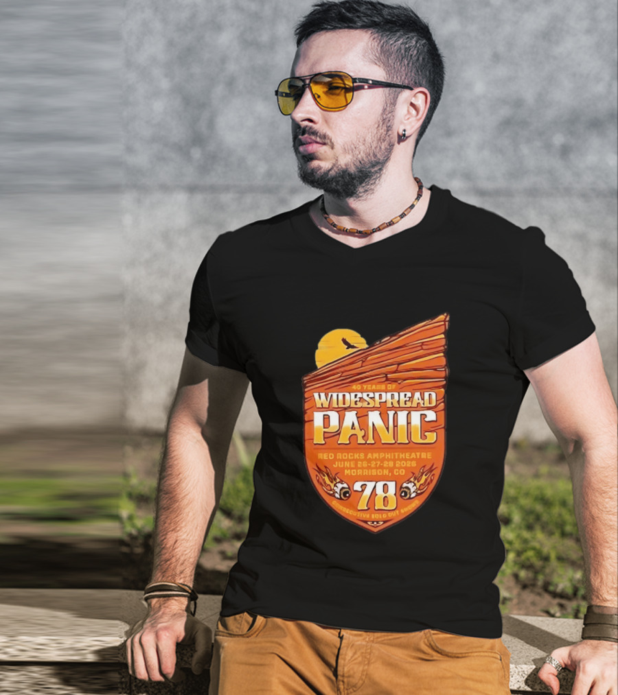 40 Years Of Widespread Panic Red Rocks Amphitheatre June 26 28 2026 Morrison Colorado 78 Consecutive Sold Out Shows T-Shirt