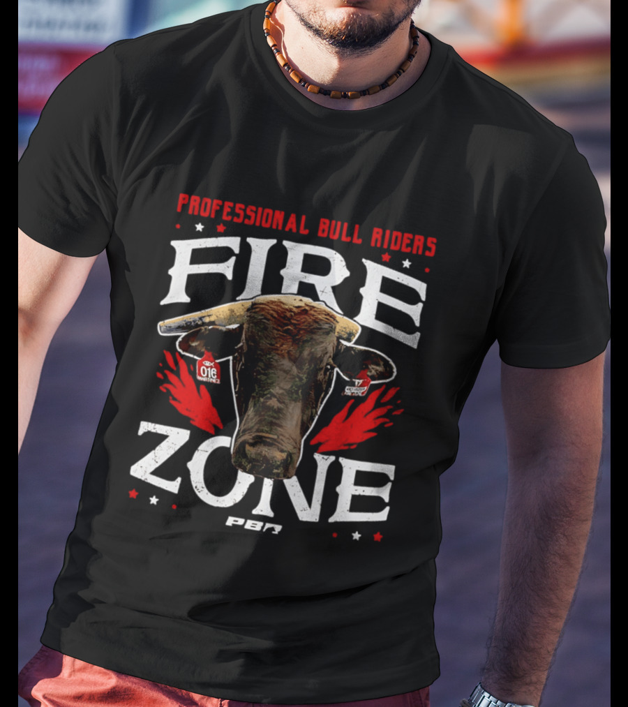 Professional Bull Riders Fire Zone PBR Bull Head OTE Blood Red T-Shirt