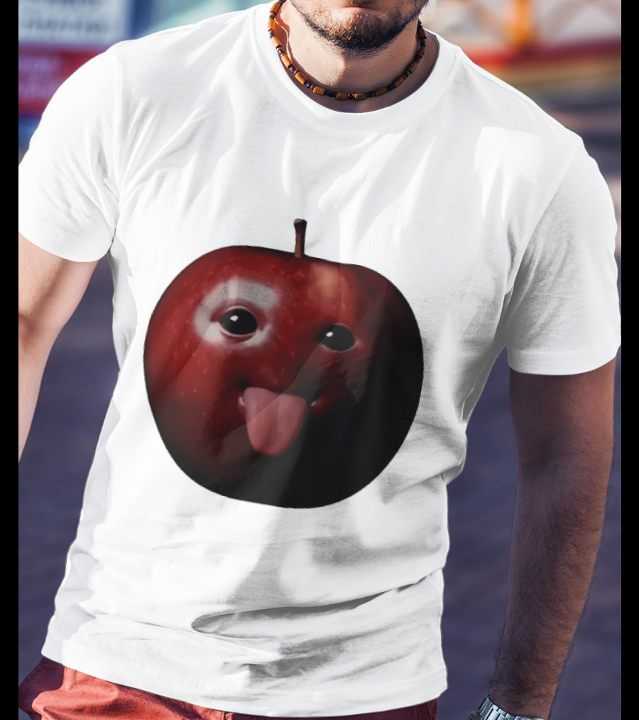 Apple Sticking Out Tongue Funny Fruit Face T-Shirt