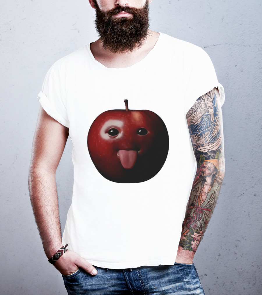 Apple Sticking Out Tongue Funny Fruit Face T-Shirt