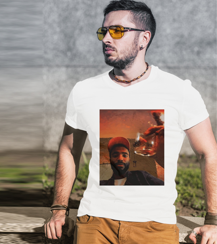 Mikal Bridges Phoenix Suns Cigar Whiskey Glass Sunset Vibes T-Shirt