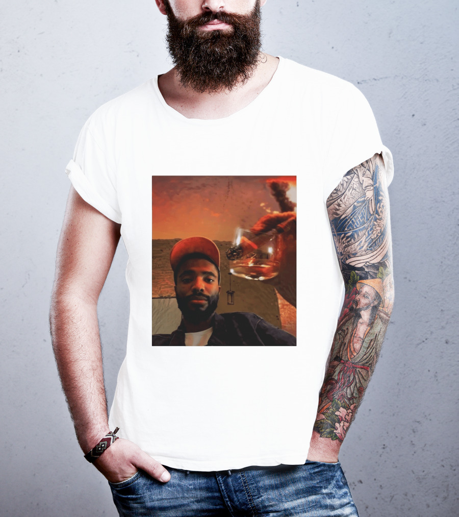 Mikal Bridges Phoenix Suns Cigar Whiskey Glass Sunset Vibes T-Shirt