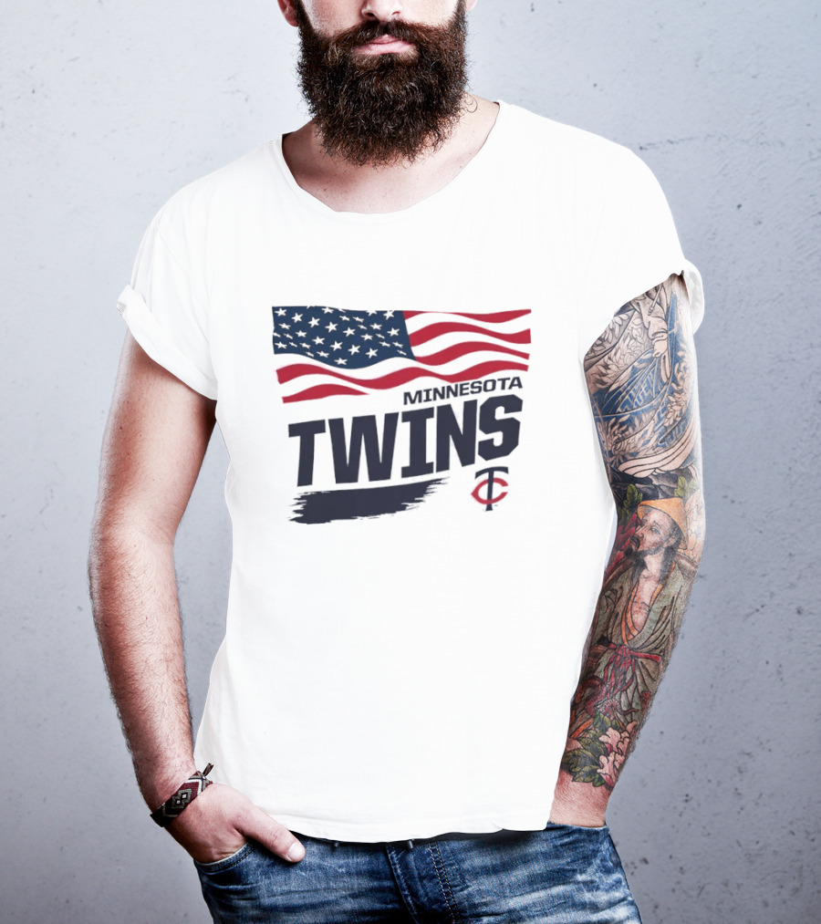 Minnesota Twins Waving American Flag MLB Team T-Shirt